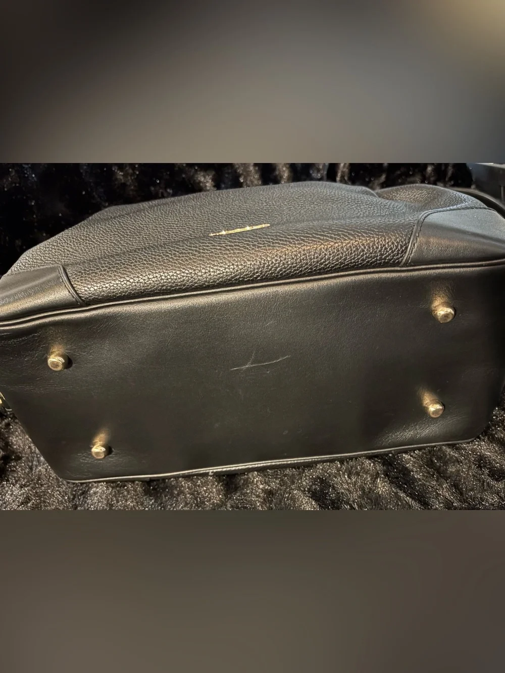 Black Coach Pebbled Leather Satchel with Gold-Tone Hardware